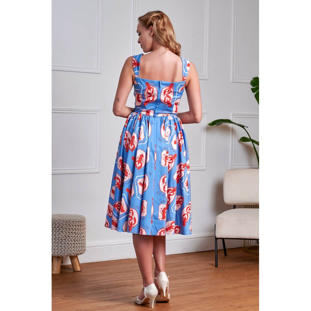 Banned - Winnie Lobster Love Flare dress - Blue